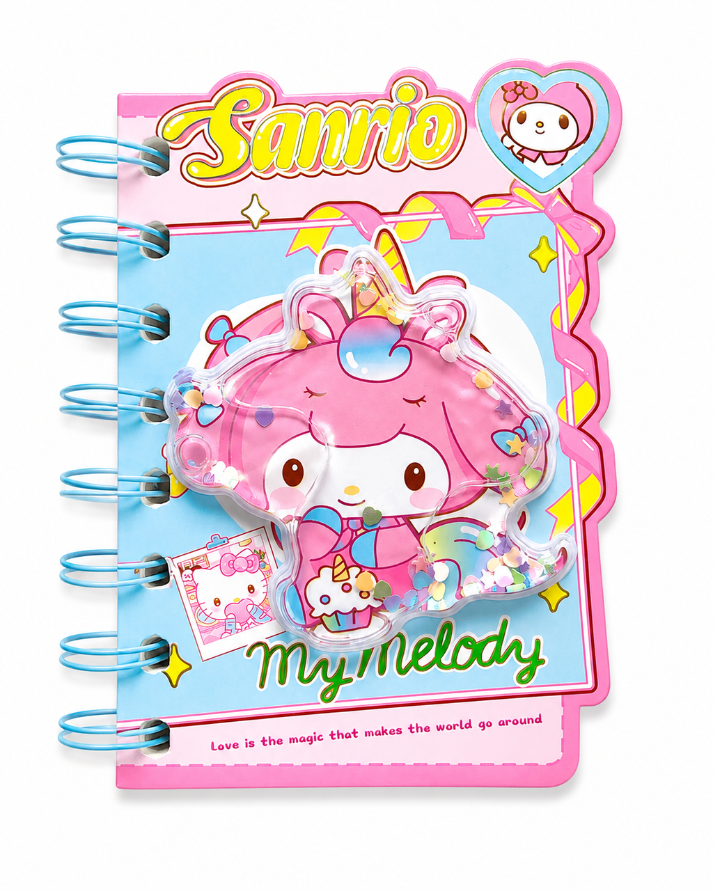 Pastel My Melody notebook with shaker