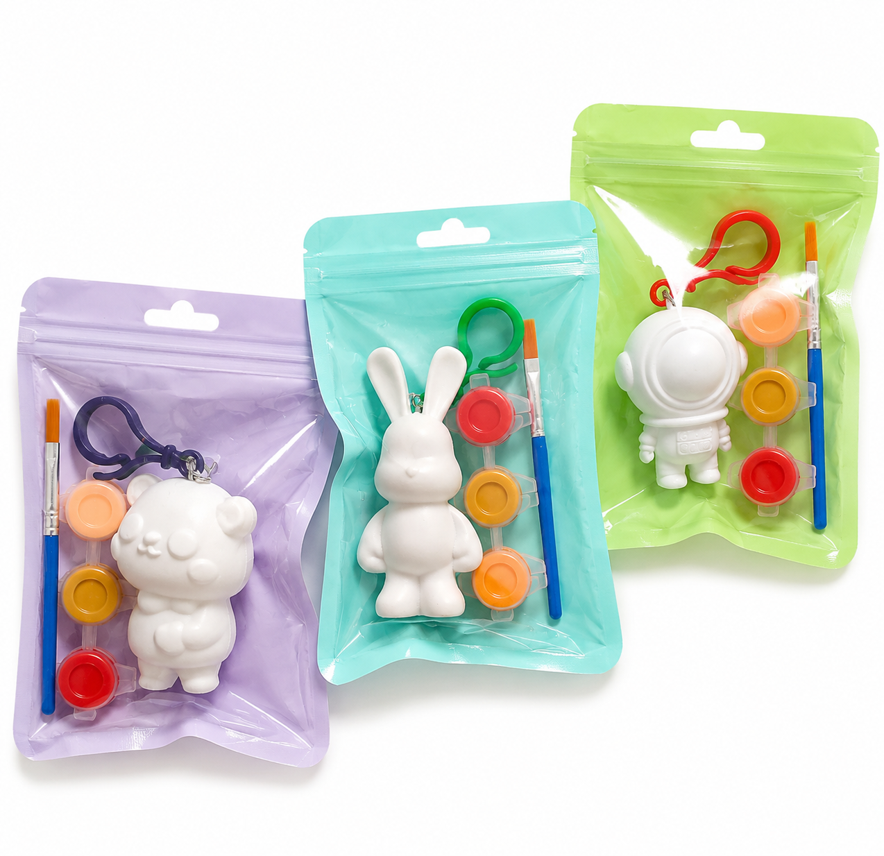 Pastel craft kits with brush and paints