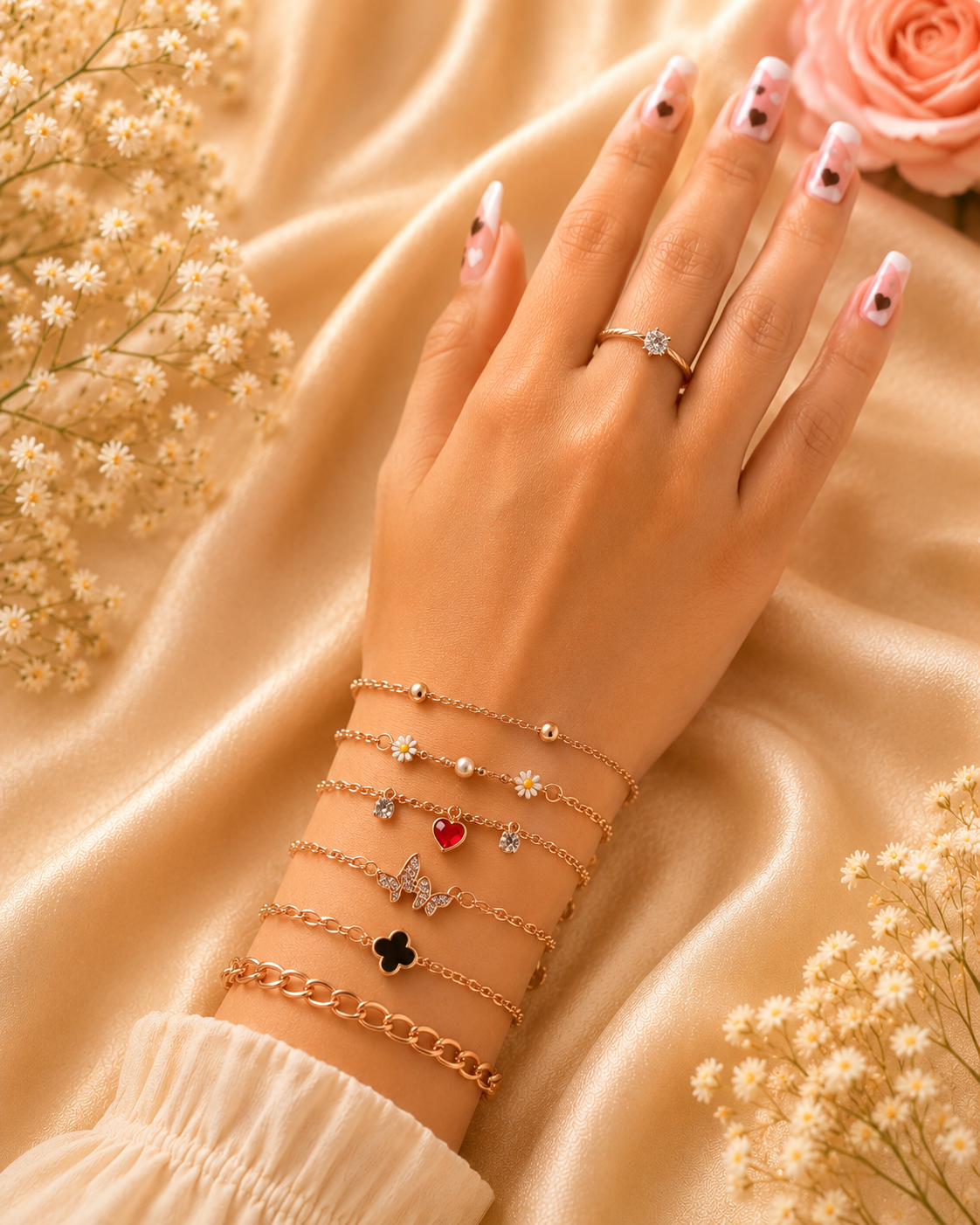 6 pcs Bracelets - Gold