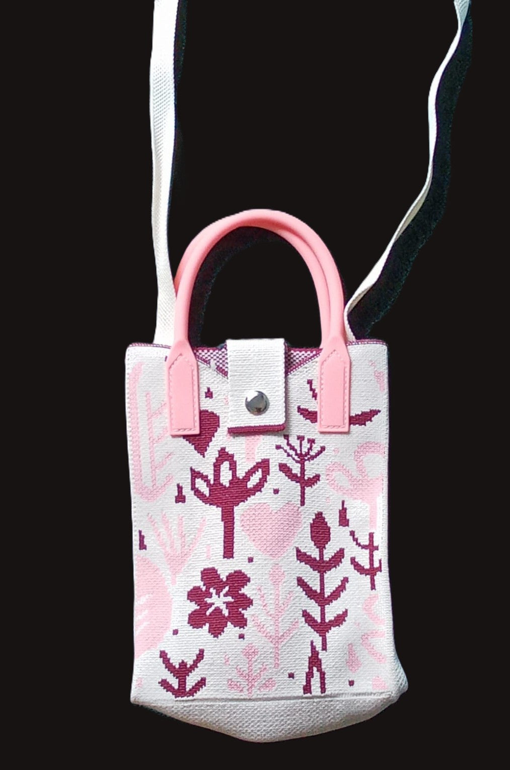 Pink and Burgundy Botanical Tote Mobile pouch
